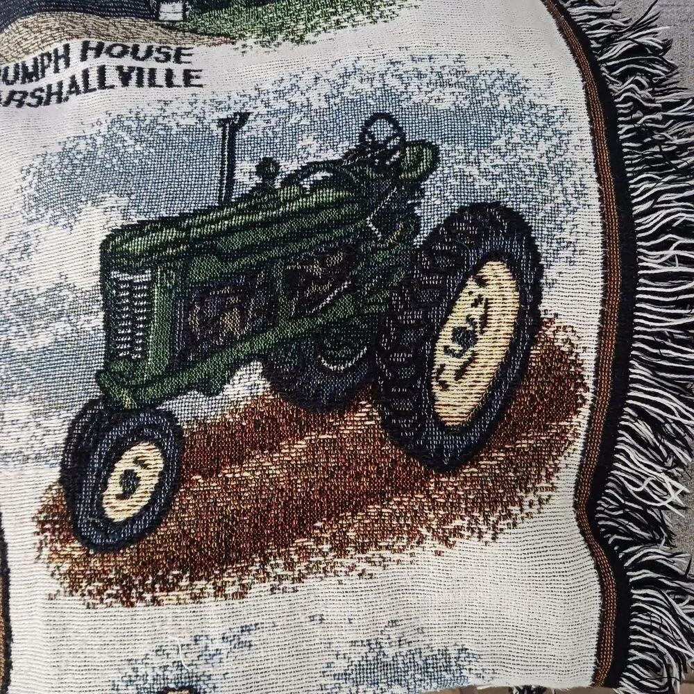 Farmhouse Georgia Historical Throw Blanket 62x48 Cottagecore Deer Scenery Rustic